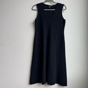 Eileen Fisher Sleeveless Wool Midi Maxi Sweater Dress Black Size XXS Relaxed Fit